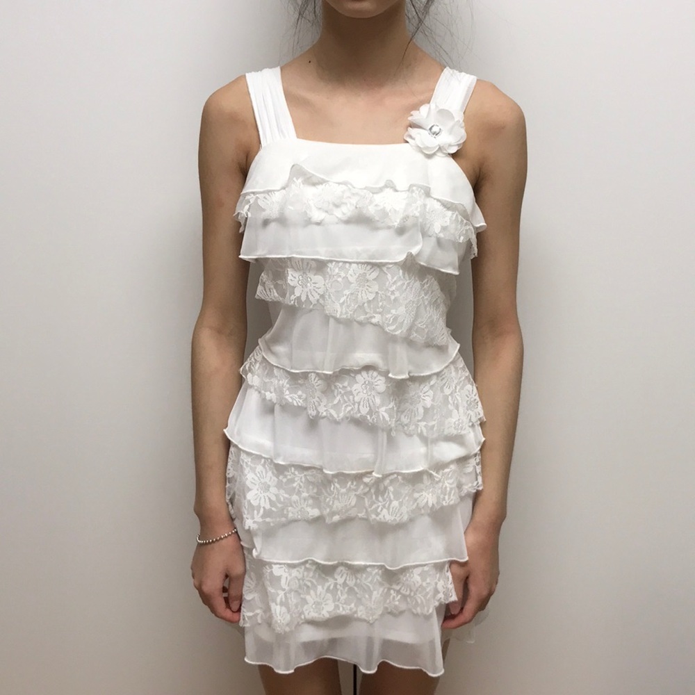 White Lace Tier Dress